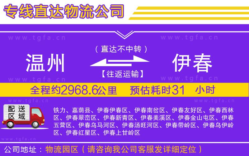 溫州到伊春物流公司