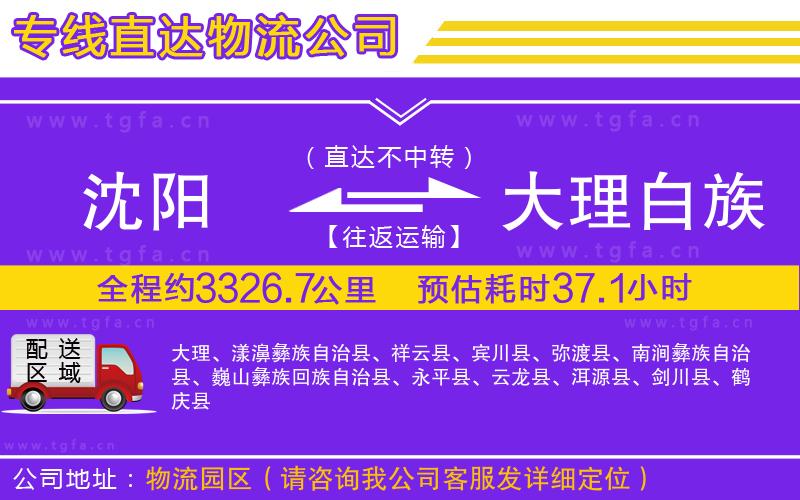 沈陽到大理白族自治州物流專線