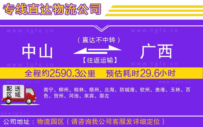 中山到廣西物流專線
