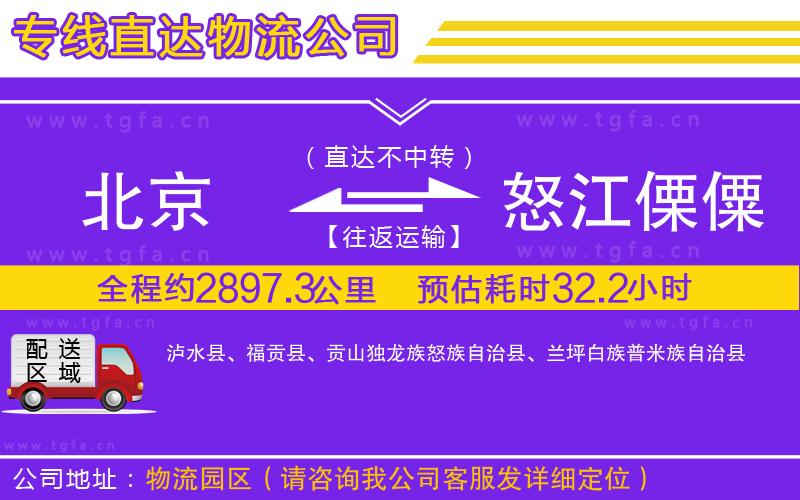 北京到怒江傈僳族自治州物流專線