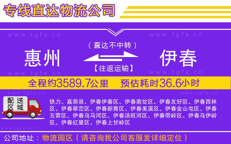 惠州到伊春物流公司