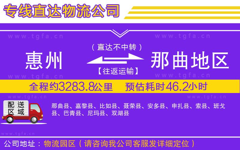 惠州到那曲地區(qū)物流專線