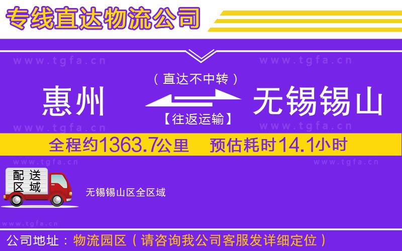 惠州到無錫錫山區(qū)物流公司