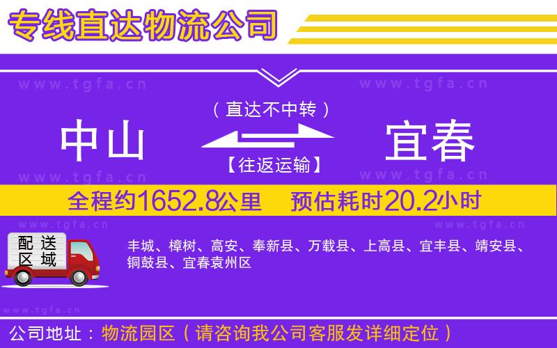 中山到宜春物流專線